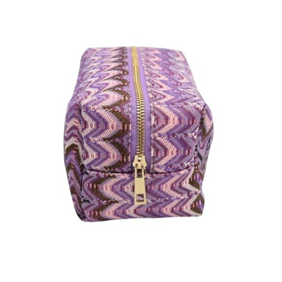 3 Chevron Pattern Toiletry Bags Travel Cosmetic Pouches Zippered Rectangular - Picture 3 of 7